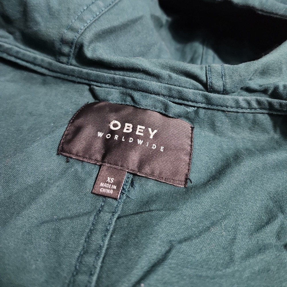 Obey Field Jacket Womens XS Forest Green Cropped Utility Streetwear Skater trend - Picture 3 of 10